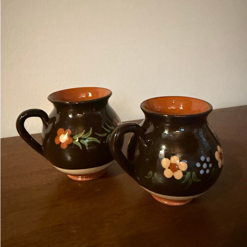 Vintage Hungarian folk pottery mugs